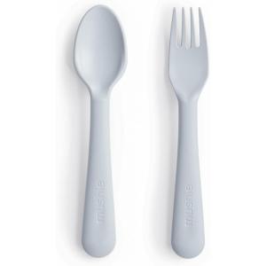 image:imagemushie Dinnerware Cups For Kids  Made in Denmark Set of 2 Dusty RoseCloud ForkSpoon