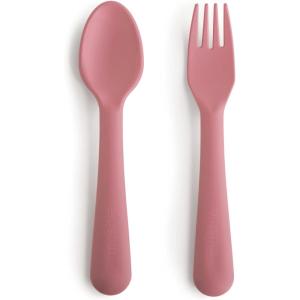 image:imagemushie Dinnerware Cups For Kids  Made in Denmark Set of 2 Dusty RoseDusty Rose ForkSpoon