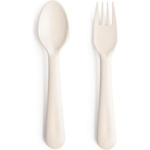 image:imagemushie Dinnerware Cups For Kids  Made in Denmark Set of 2 Dusty RoseIvory ForkSpoon