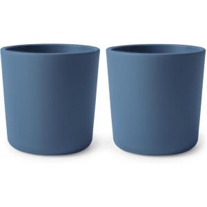 image:imagemushie Dinnerware Cups For Kids  Made in Denmark Set of 2 Dusty RoseTwilight Blue Cups