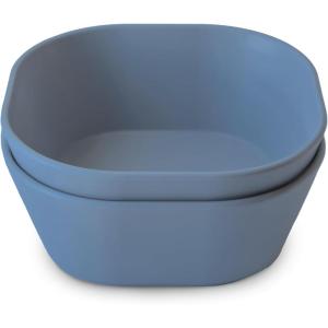 image:imagemushie Dinnerware Cups For Kids  Made in Denmark Set of 2 Dusty RoseTwilight Blue Square Bowl