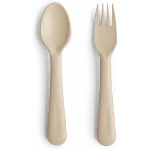 image:imagemushie Dinnerware Cups For Kids  Made in Denmark Set of 2 Dusty RoseVanilla ForkSpoon