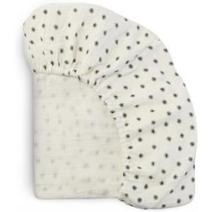 image:imagemushie Extra Soft Muslin Fitted Crib Sheet  192 Thread Count  28x 52 SpaceBlack Daisy