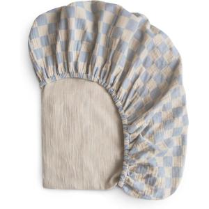 image:imagemushie Extra Soft Muslin Fitted Crib Sheet  192 Thread Count  28x 52 SpaceBlue Check