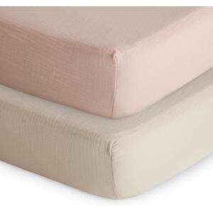image:imagemushie Extra Soft Muslin Fitted Crib Sheet  192 Thread Count  28x 52 SpaceBlushFog