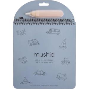 image:imagemushie Vehicles Reusable Water Color Pad  Montessori Travel Activity Book with Planes Trains and Cars  Refillable Brush for Toddlers 3 YearsBlue